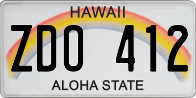 HI license plate ZDO412
