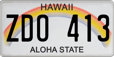 HI license plate ZDO413
