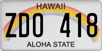 HI license plate ZDO418