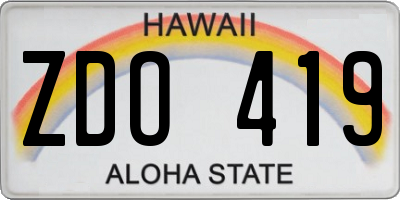 HI license plate ZDO419