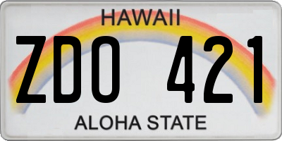 HI license plate ZDO421