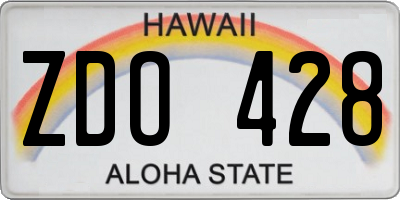HI license plate ZDO428