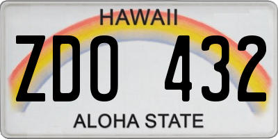 HI license plate ZDO432
