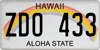 HI license plate ZDO433