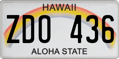HI license plate ZDO436