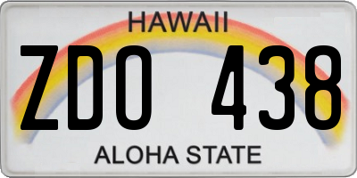 HI license plate ZDO438