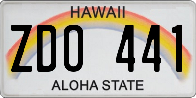 HI license plate ZDO441