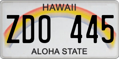 HI license plate ZDO445