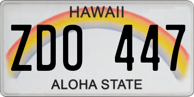 HI license plate ZDO447