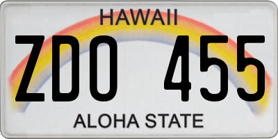 HI license plate ZDO455