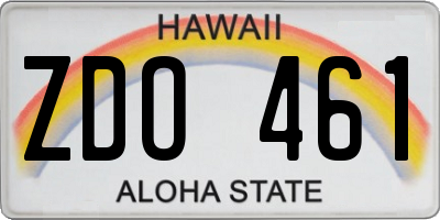 HI license plate ZDO461