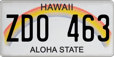 HI license plate ZDO463