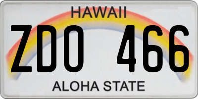 HI license plate ZDO466