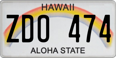 HI license plate ZDO474