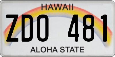 HI license plate ZDO481