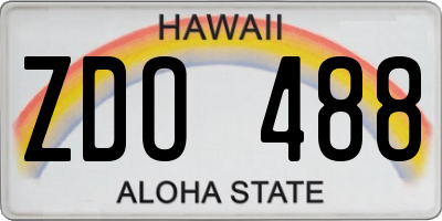 HI license plate ZDO488