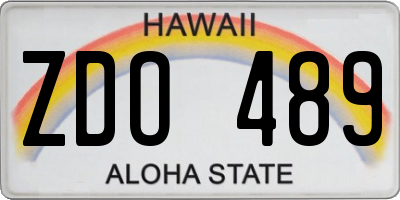 HI license plate ZDO489