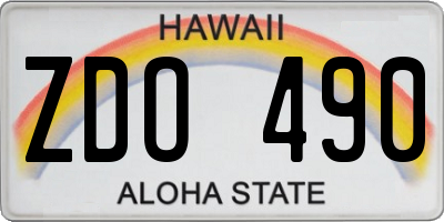 HI license plate ZDO490