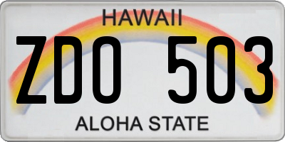 HI license plate ZDO503