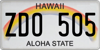HI license plate ZDO505