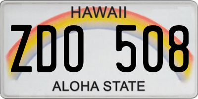 HI license plate ZDO508