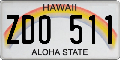 HI license plate ZDO511