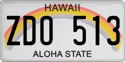 HI license plate ZDO513