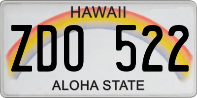 HI license plate ZDO522