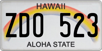 HI license plate ZDO523