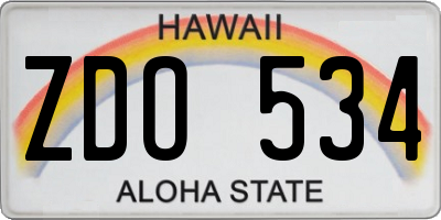 HI license plate ZDO534