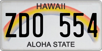 HI license plate ZDO554