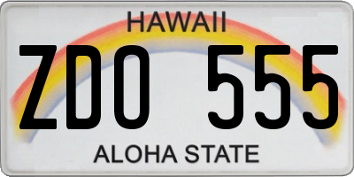 HI license plate ZDO555