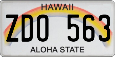 HI license plate ZDO563