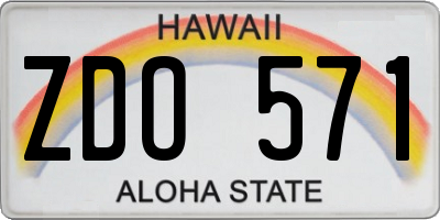 HI license plate ZDO571