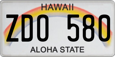 HI license plate ZDO580