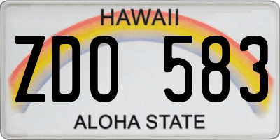 HI license plate ZDO583