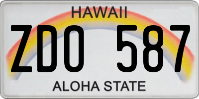 HI license plate ZDO587