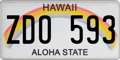 HI license plate ZDO593