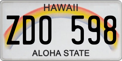 HI license plate ZDO598