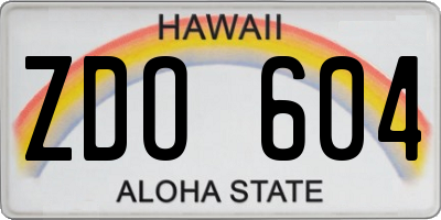 HI license plate ZDO604