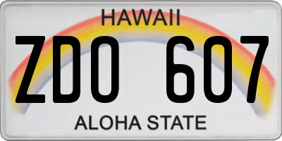 HI license plate ZDO607