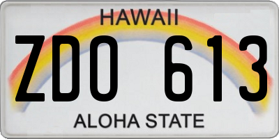 HI license plate ZDO613