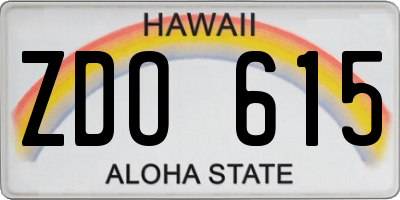 HI license plate ZDO615
