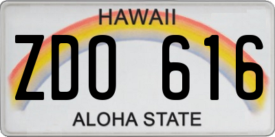 HI license plate ZDO616