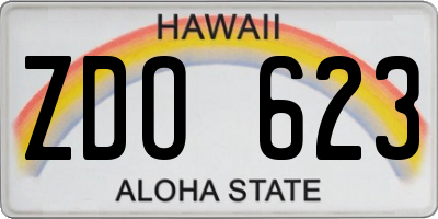 HI license plate ZDO623