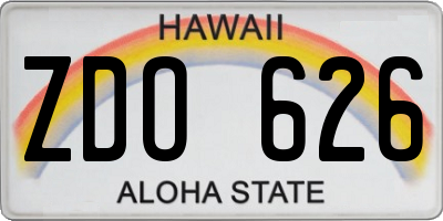 HI license plate ZDO626