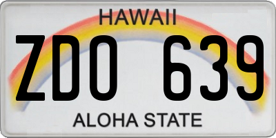 HI license plate ZDO639