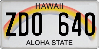 HI license plate ZDO640