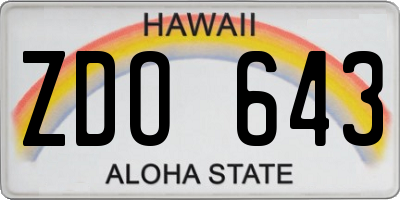 HI license plate ZDO643