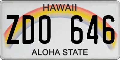 HI license plate ZDO646